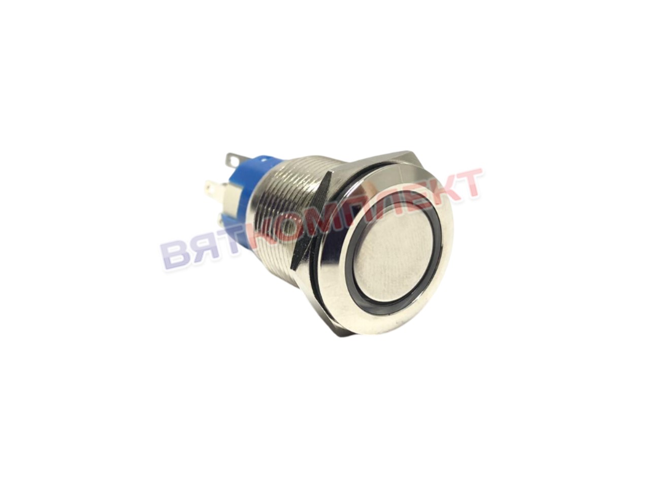 Кнопка антивандальная M19 ON-(ON) LED12V 1NO1NC 5c красная с подсветкой 12V, без фиксации d=19mm